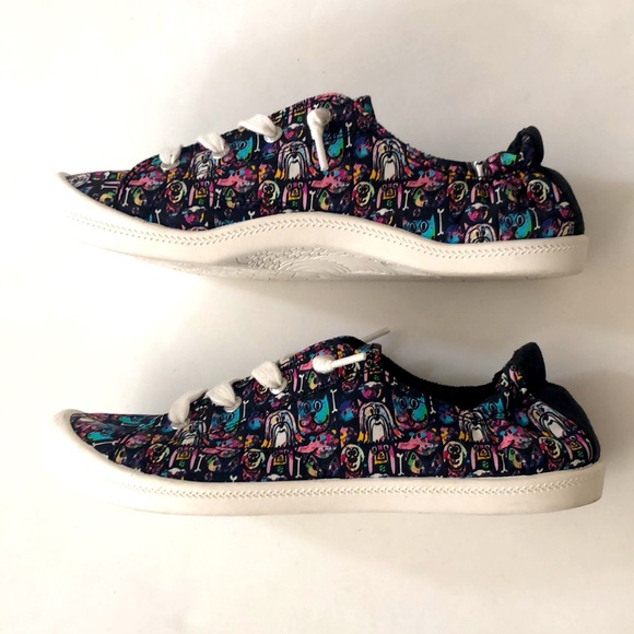 Bobs from Sketchers Memory Foam 10 Sneaker Shoe Dog Design Black Multi Excellent - Picture 4 of 12